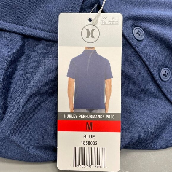 NEW Hurley Men's M Performance Polo Shirt Moisture-Wicking UPF 30+ Blue - Picture 6 of 7
